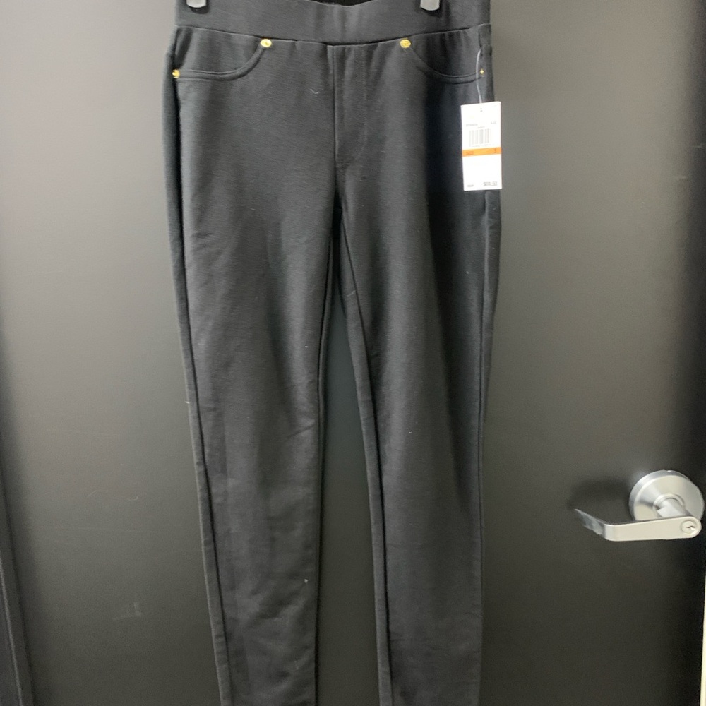 NWT Michael Kors Black Basics Pants with Gold Logo